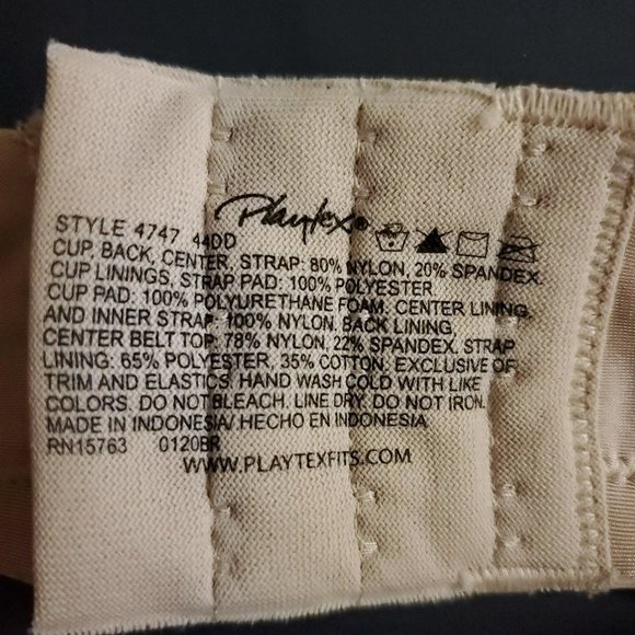 Playtex Perfectly Smooth Full Figure Underwire Bra Size 44DD Nude Stripe - Picture 2 of 6